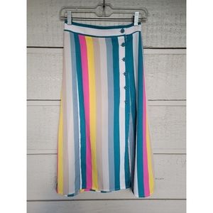 High Waisted Striped Skirt with Buttons, size xs